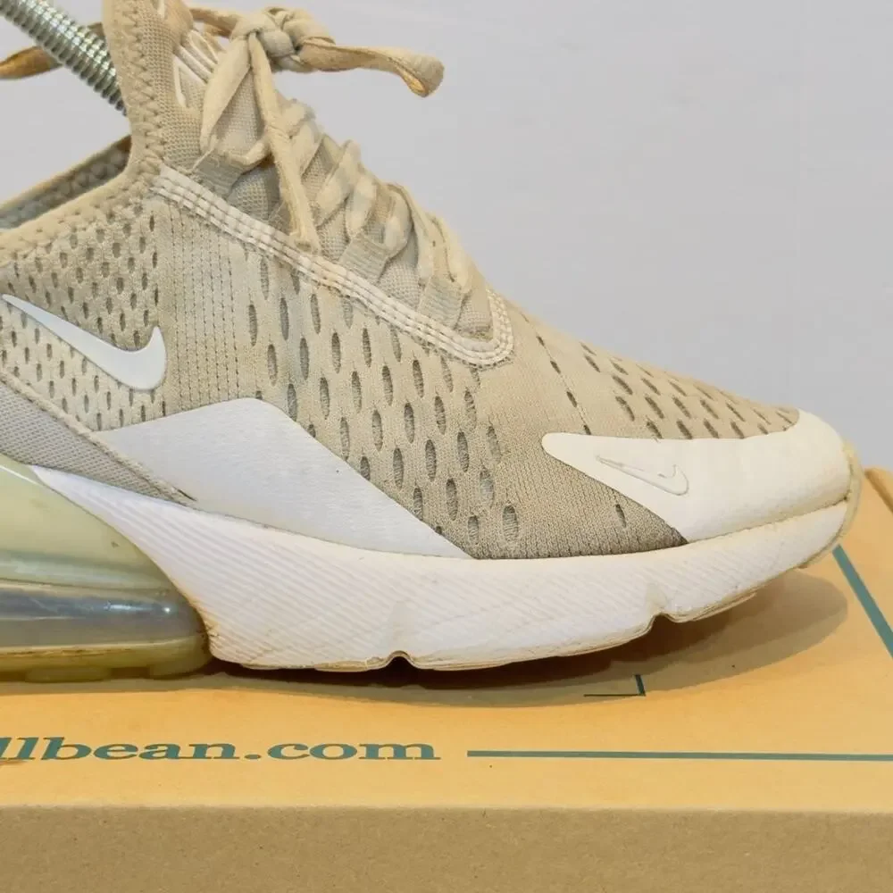 Nike Air Max 270 Youth Size 3.5Y Triple White Shoes Sneakers Athletic Running